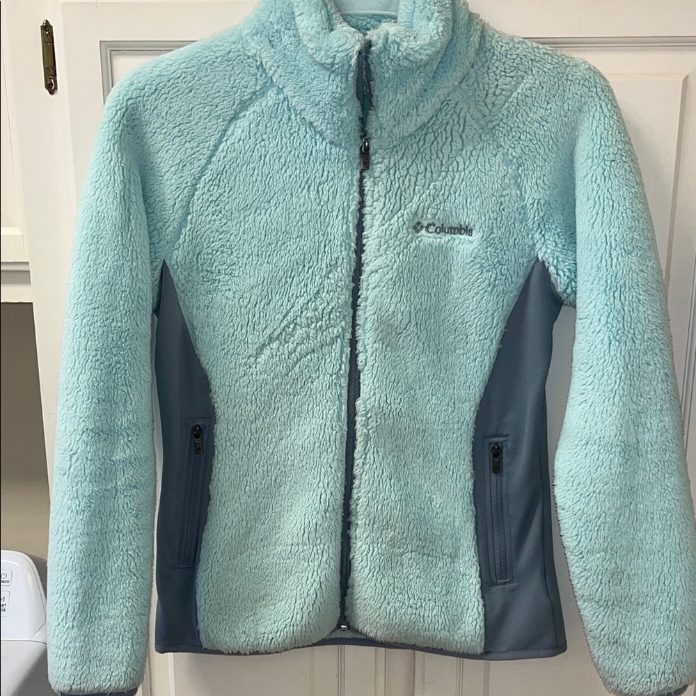 Columbia Aqua and Gray Fleece Jacket